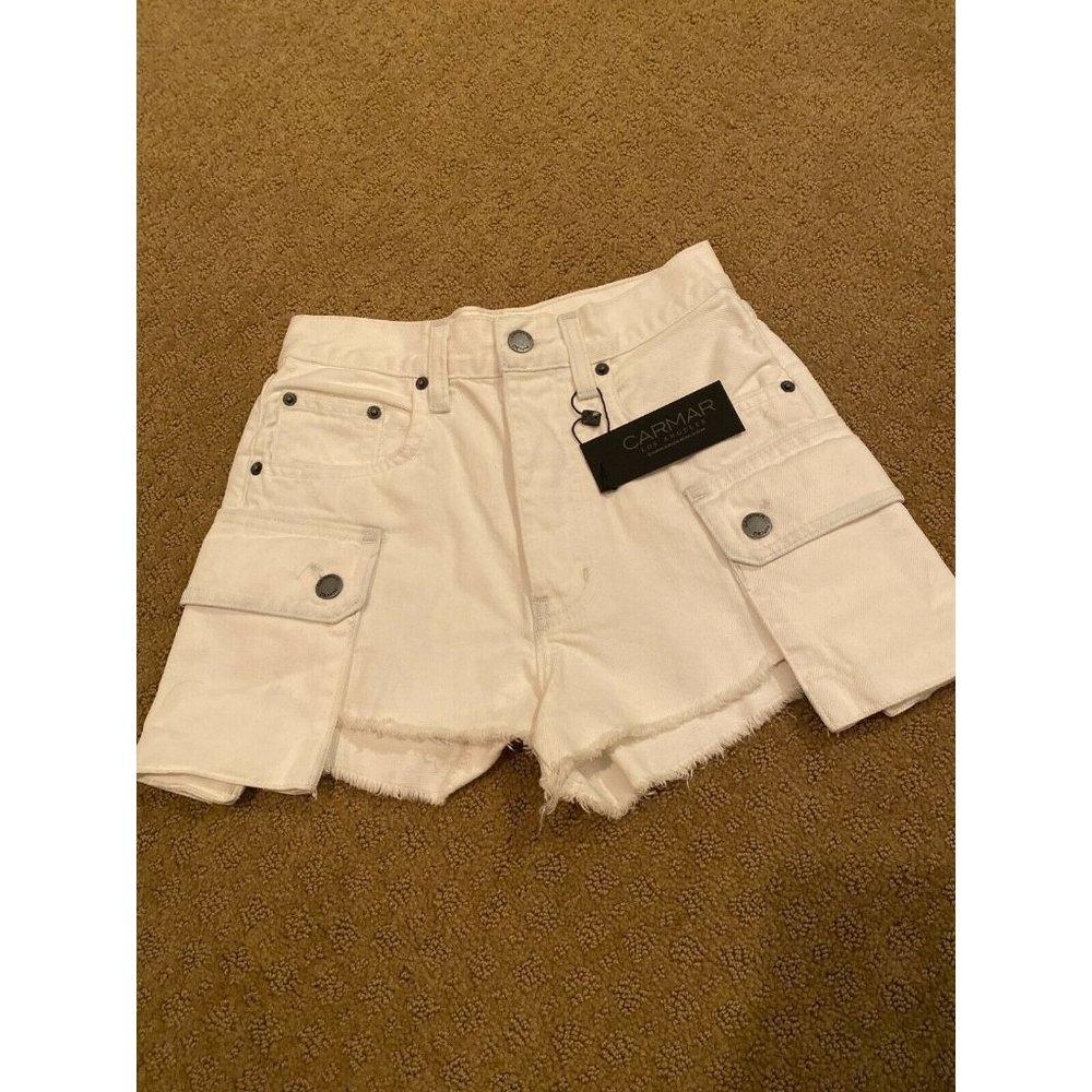 LF Carmar Titania Cargo Jean Shorts White 24 NWT - Picture 4 of 10